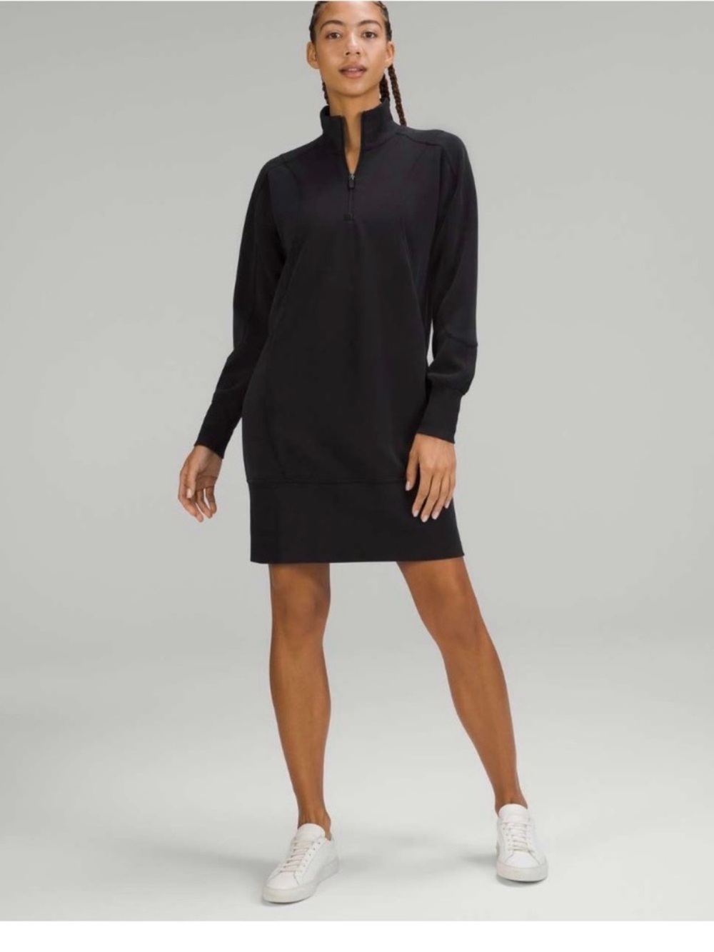 lululemon athletica Black Long-Sleeve Quarter-Zip Sweatshirt Dress